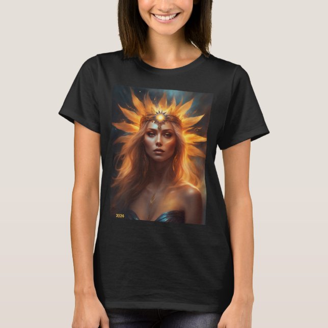 Total Solar Eclipse Sun Queen Add Text or Name T-Shirt (Front)