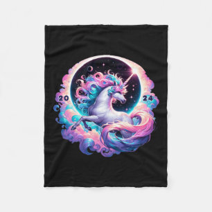 Total Solar Eclipse Totality Unicorn Fleece Blanket