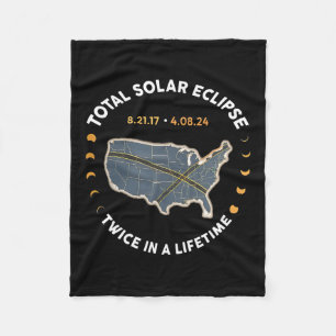 Total Solar Eclipse Twice In A Lifetime 2017 2024 Fleece Blanket