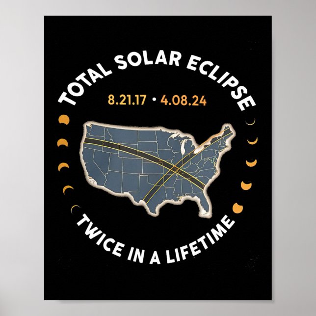 Total Solar Eclipse Twice In A Lifetime 2017 2024  Poster (Front)