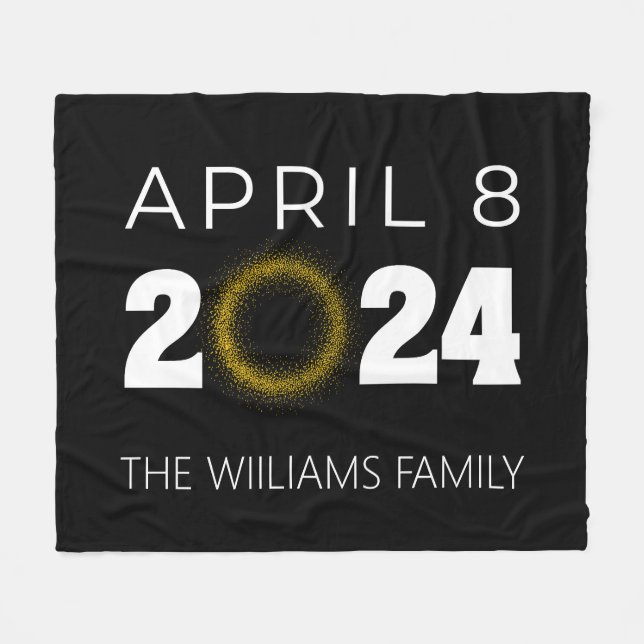 Total Solar Eclipse USA April 8, 2024 Fleece Blanket (Front (Horizontal))