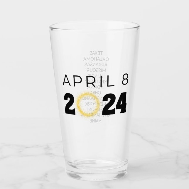 Total Solar Eclipse USA April 8, 2024 Glass (Front)