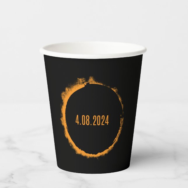 Total Solar Eclipse USA April 8, 2024 Paper Cups (Front)