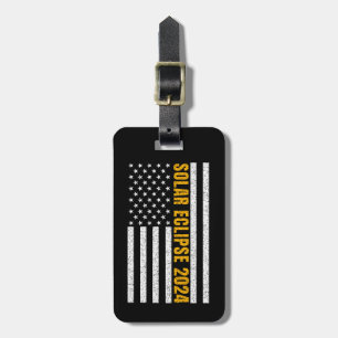 Total Solar Eclipse USA April 8, 2024  US flag Luggage Tag