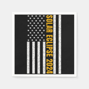 Total Solar Eclipse USA April 8, 2024 US flag Napkin