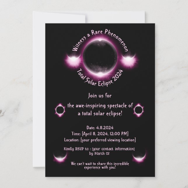 Total Solar Eclipse Viewing Party Invitation (Front)