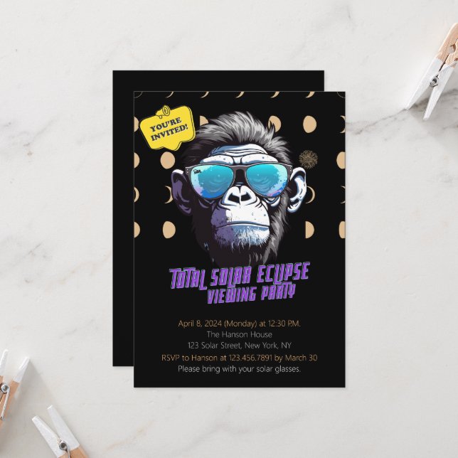 Total Solar Eclipse Viewing Party Invite 2024 (Front/Back In Situ)