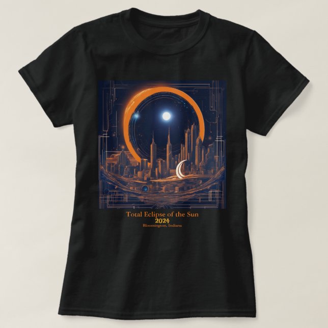 Total Solar Eclipse YOUR Text Cityscape Skyscraper T-Shirt (Design Front)