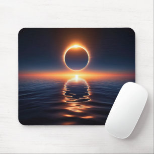Total Sun Eclipse Over Ocean Water Mouse Mat
