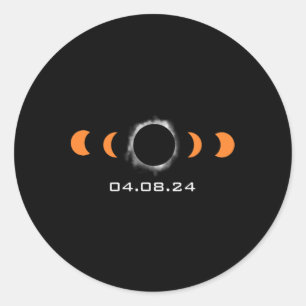 Total Sun Eclipse Solar April 8 2024 Path Of Total Classic Round Sticker