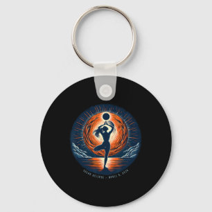Totality April 8 Total Solar Eclipse Women Yoga _1 Key Ring