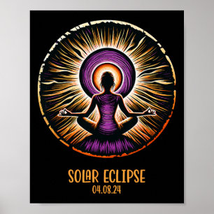 Totality April 8 Total Solar Eclipse Women Yoga _2 Poster