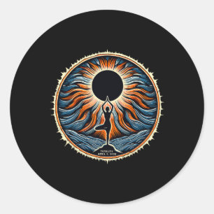 Totality April 8 Total Solar Eclipse Women Yoga Classic Round Sticker