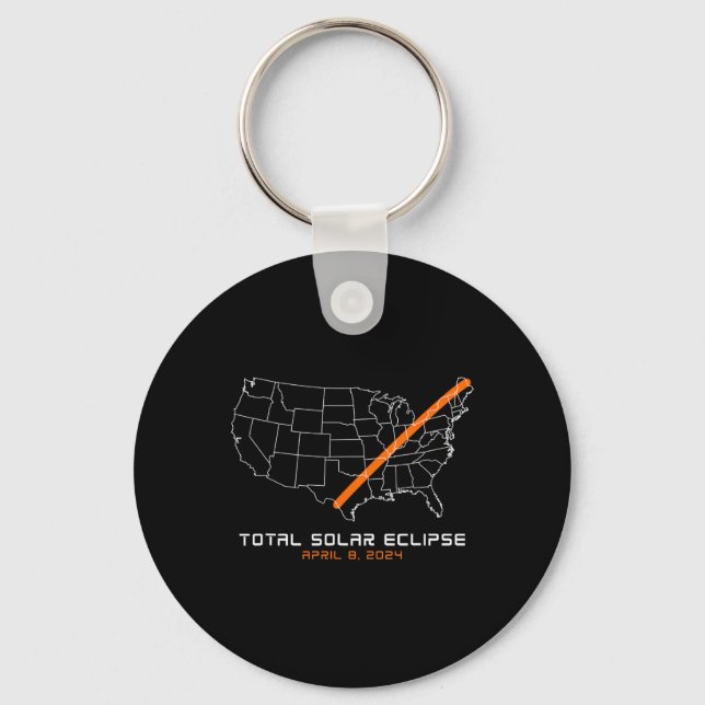 Totality Path 04 08 24 Total Solar Eclipse 2024  Key Ring (Front)