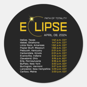 Totality Path 2024 Eclipse Map Total Eclipse Astro Classic Round Sticker