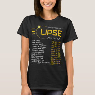 Totality Path 2024 Eclipse Map Total Eclipse Astro T-Shirt