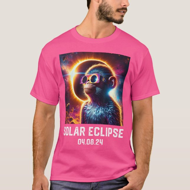 Totality Solar Eclipse 04 08 24 Monkey Astronomy L T-Shirt (Front)