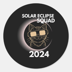 Totality Solar Eclipse 2024 Cat Moon Sun Earth Apr Classic Round Sticker