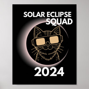 Totality Solar Eclipse 2024 Cat Moon Sun Earth Apr Poster