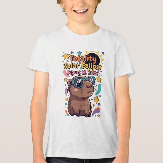 Totality Solar Eclipse August 12 2026 Capybara Tri-Blend Shirt (Front)