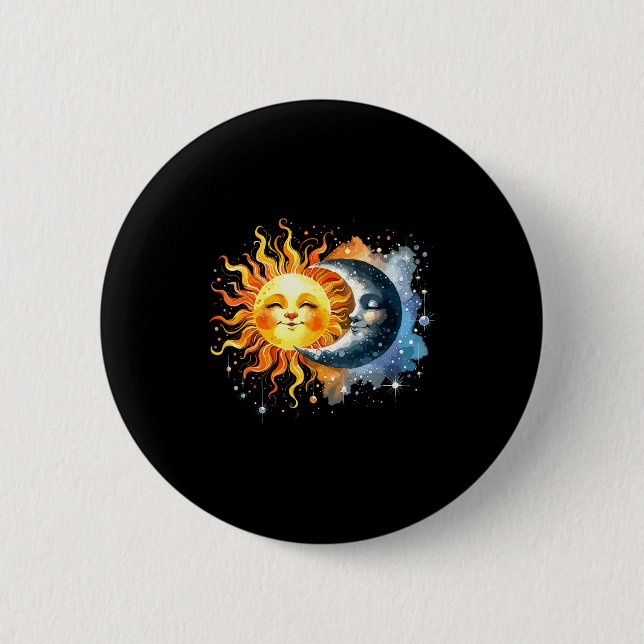 Totality Solar Eclipse Moon Sun Design 6 Cm Round Badge (Front)