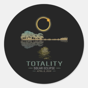Totality Spring 4 08 24 Total Solar Eclipse Guitar Classic Round Sticker