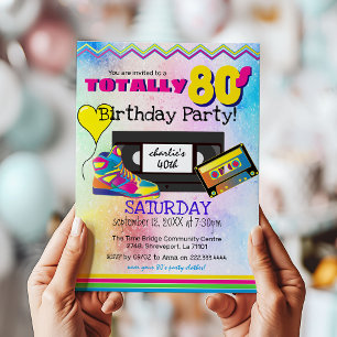 Totally 80's Colourful Birthday Party Invitation