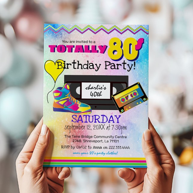 Totally 80's Colourful Birthday Party Invitation (Creator Uploaded)