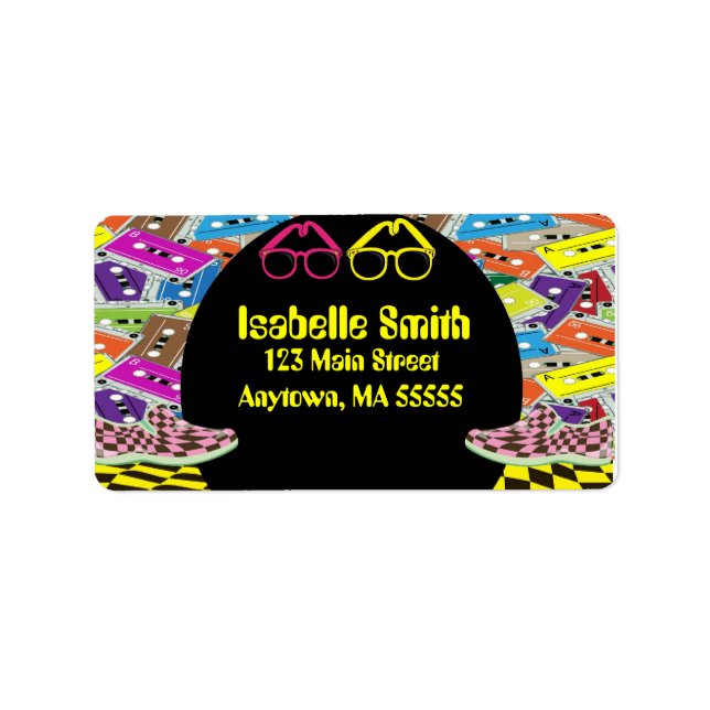 Totally 80s Eighties Birthday Party Address Labels (Front)