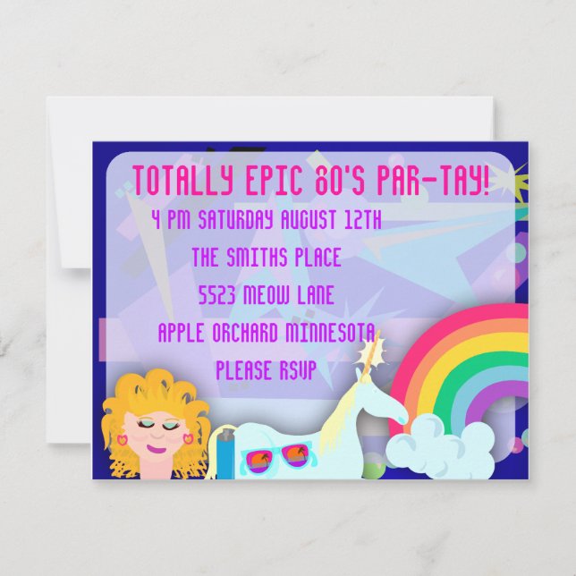 Totally 80s Epic Party Time Invitation (Front)