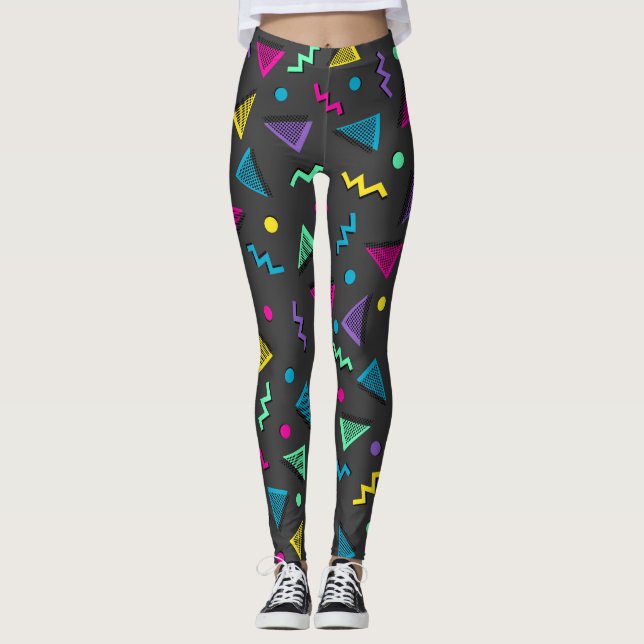 Totally 80s Multi colour shapes Leggings (Front)