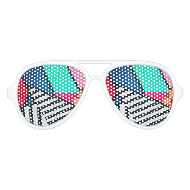 Totally 80s Painted Brick Block Colours Aviator Sunglasses (Front)