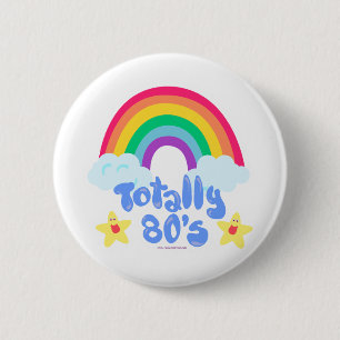 Totally 80s rainbow 6 cm round badge