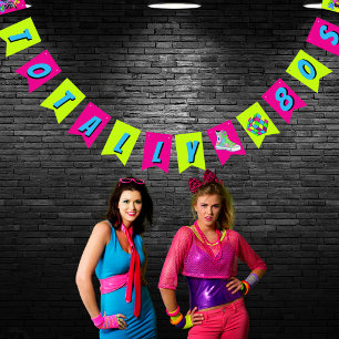 Totally 80s Retro Neon Birthday Party Bunting