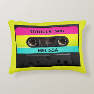 Totally 80's Vintage Cassette Tape Custom Name Decorative Cushion