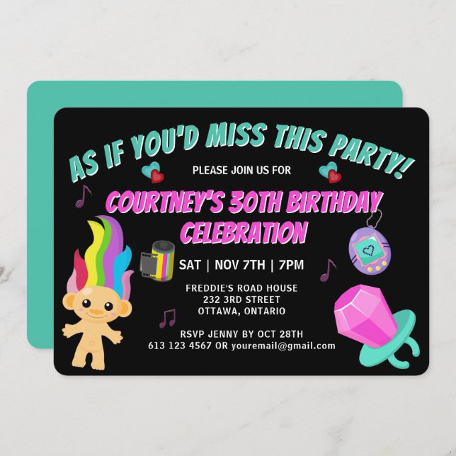 Totally 90s Retro Birthday Party Invitation (Front/Back)