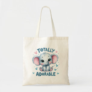 Totally Adorable Baby Elephant Illustration Tote Bag