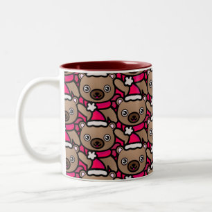 Totally Adorable Santa Bear with Red Scarf Two-Tone Coffee Mug