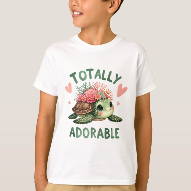 Totally Adorable Turtle Cute Art T-Shirt (Front)