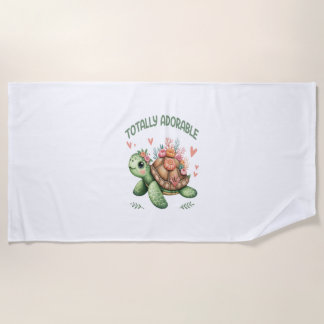 Totally Adorable Turtle with Coral Beach Towel