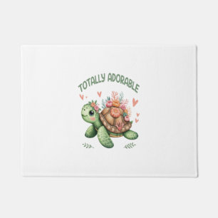 Totally Adorable Turtle with Coral Doormat
