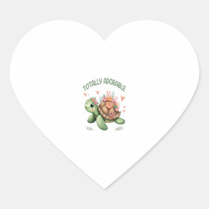 Totally Adorable Turtle with Coral Heart Sticker
