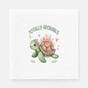 Totally Adorable Turtle with Coral Napkin
