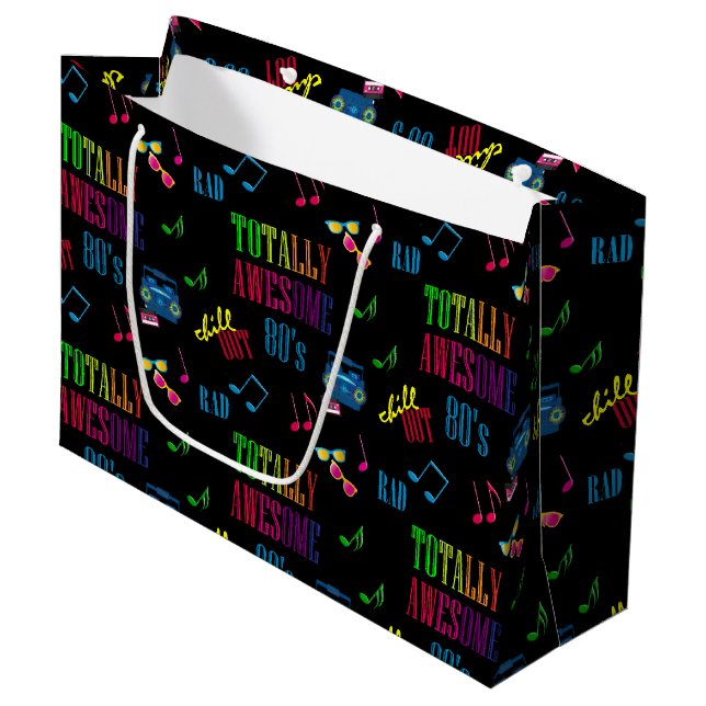 Totally Awesome 80's Party Large Gift Bag (Front Angled)