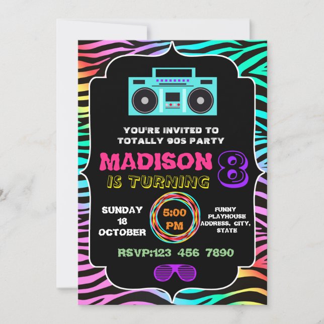 Totally awesome 90s party invitation (Front)