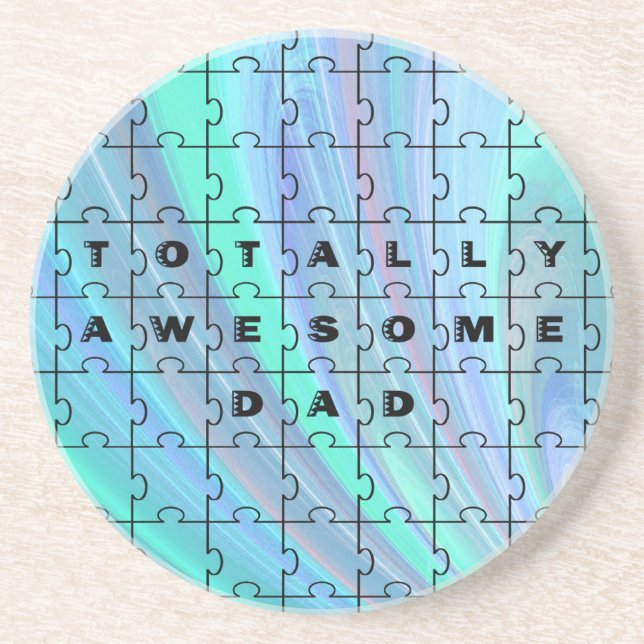 Totally Awesome Dad blue Coaster (Front)