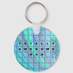 Totally Awesome Dad Puzzle Blue Key Ring