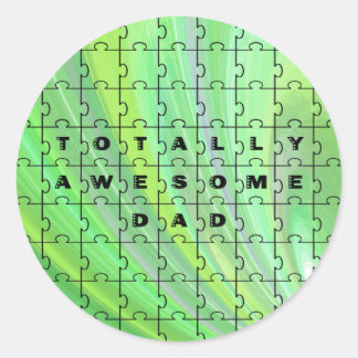 Totally Awesome Dad Puzzle Green Classic Round Sticker