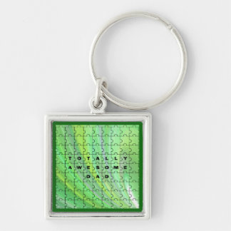 Totally Awesome Dad Puzzle Green Key Ring