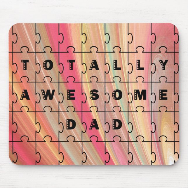 Totally Awesome Dad Puzzle Text Pink/Brown Pattern Mouse Mat (Front)